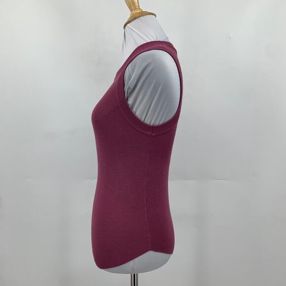 Be Cool Tank Top Women M/L Raspberry Sleeveless Ribbed Knit Crew Neck Fitted - Picture 3 of 12